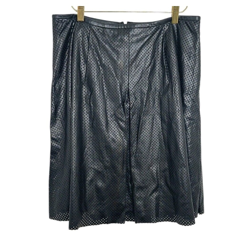 Calvin Klein Women's Size 8 Skirt Black Pleated Perforated Faux Leather